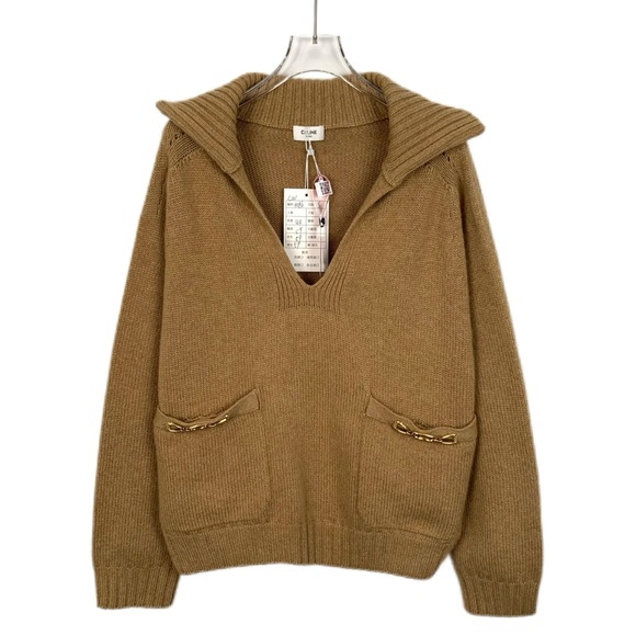 Celine Brown Knit Sweater with Chain Detail - Picture 1 of 8